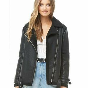 Faux leather moto jacket